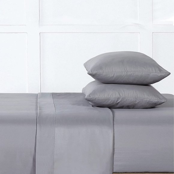*SALE* Well Being 300 TC Oxy wash 4-Piece Sheet Set, Full, Solid, Gray 5834 - Picture 2 of 5